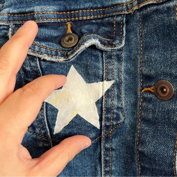 Bershka Girl BSKGIRL Denim Jacket Patches Stars Jean Jacket Girls Size XS - Picture 7 of 11